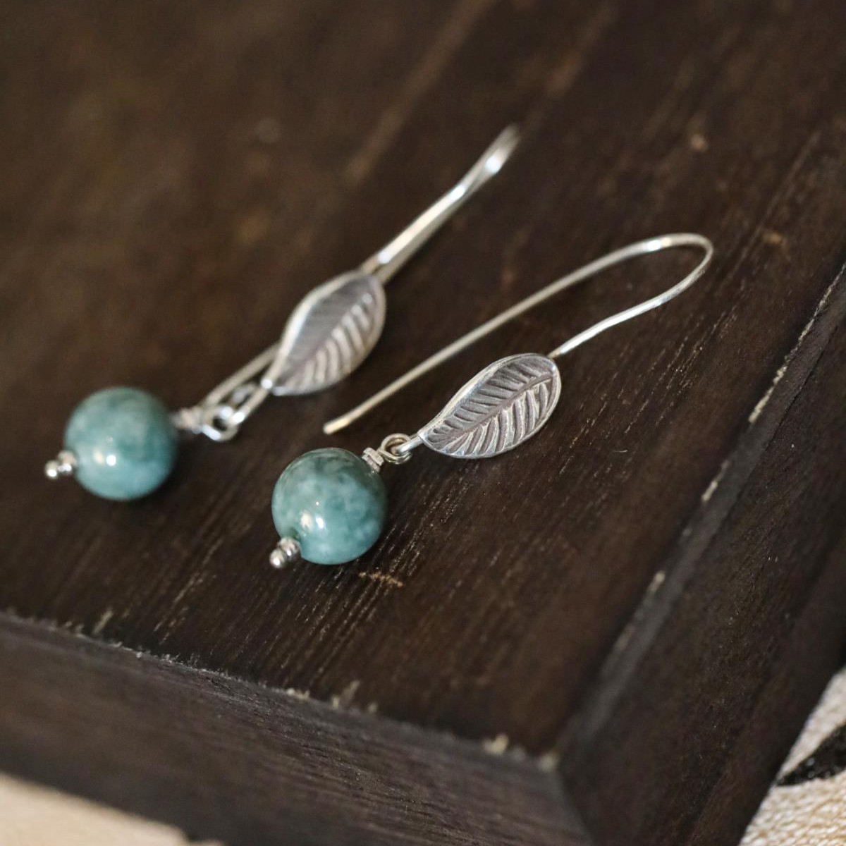 Boucles d’oreilles en jadéite et Argent