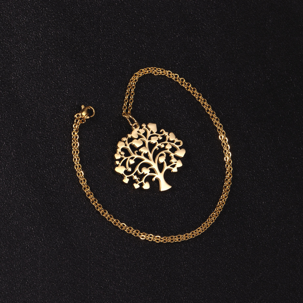 Collier Arbre de Vie doré, symbole d'Ancrage et de Lien