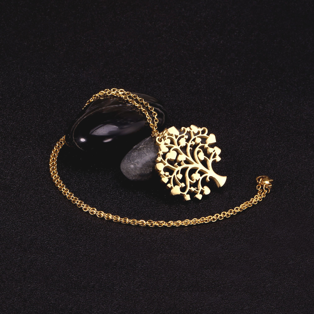 Collier Arbre de Vie doré, symbole d'Ancrage et de Lien