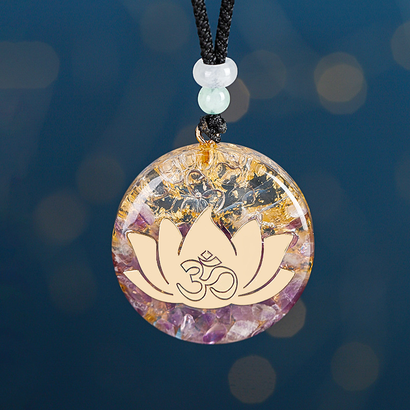 Collier Orgonite 'Fleur de Lotus' en Améthyste