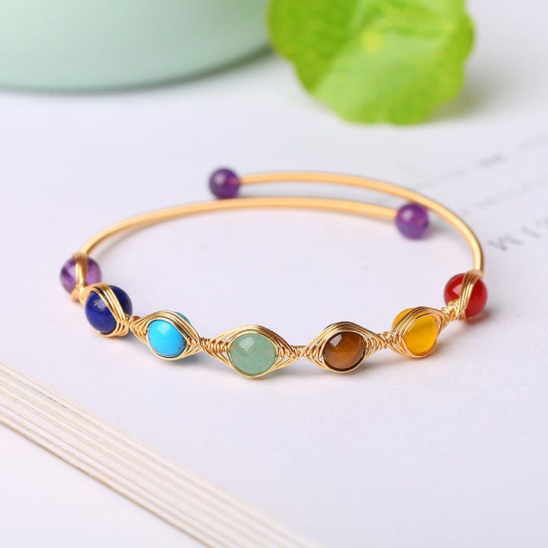 Bracelet Fin 7 Chakras avec Pierres Rondes – Harmonie Subtile au Quotidien