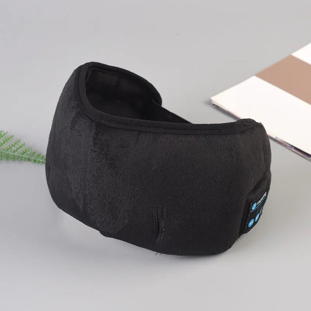 Masque de sommeil Bluetooth ajustable, vue de face du bandeau noir
