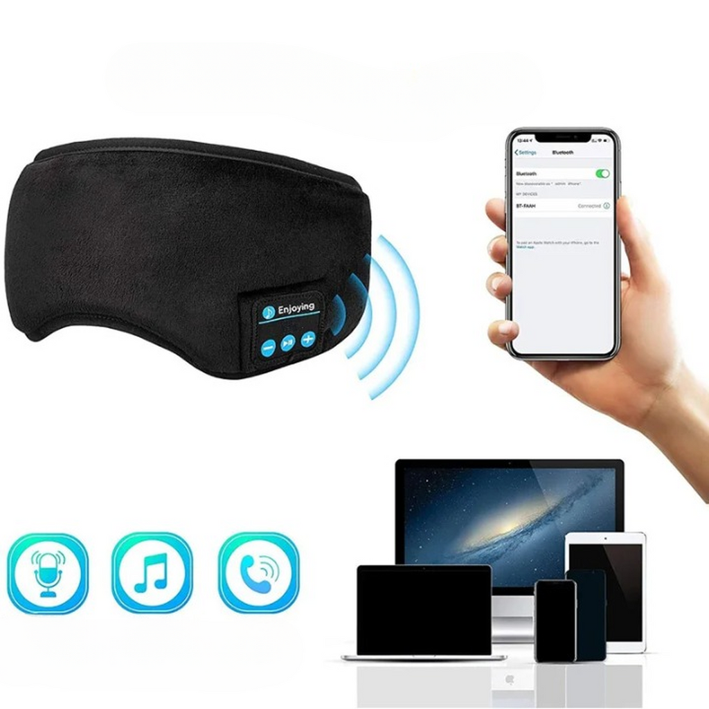Masque de sommeil Bluetooth, vue du bandeau montrant le module de commande