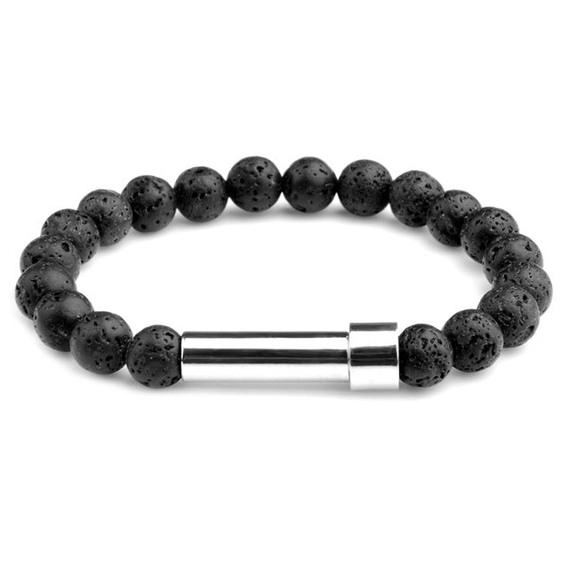 Bracelet perles homme en pierre de lave