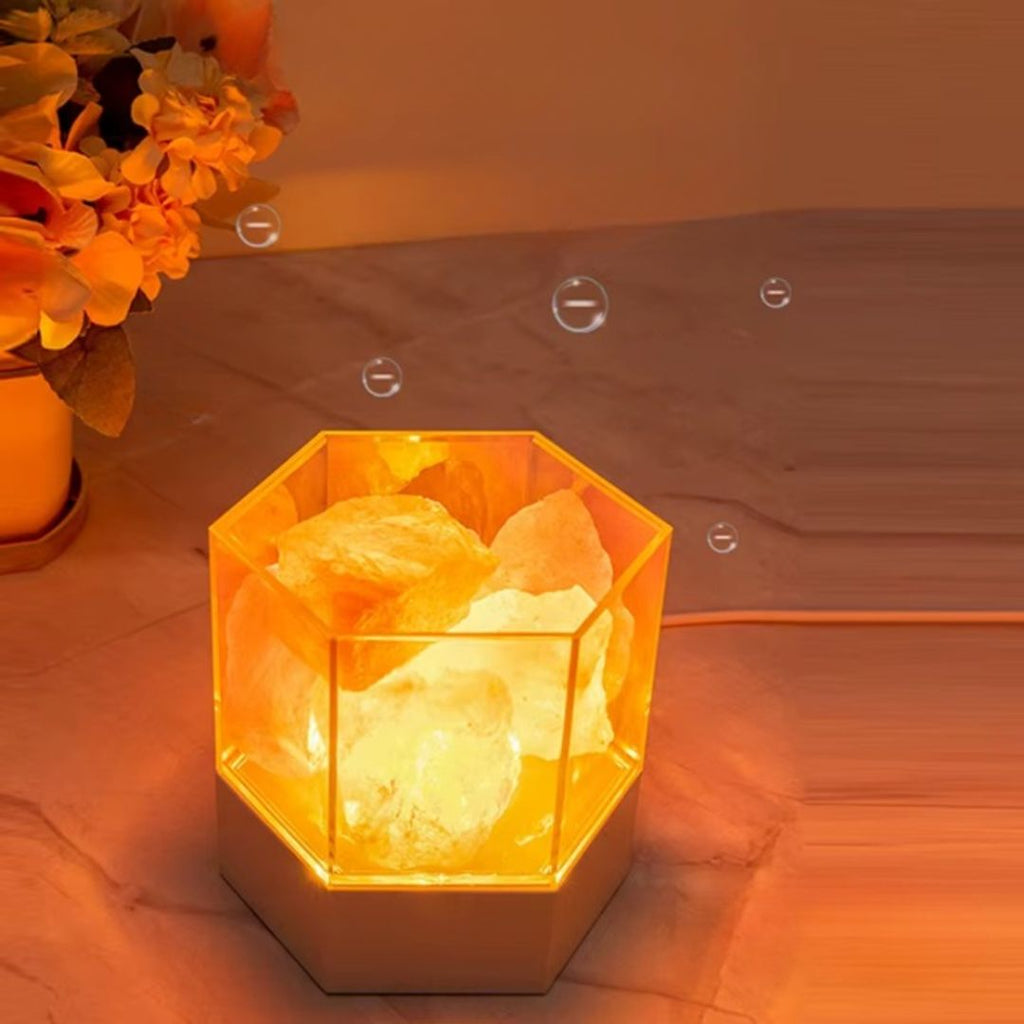 Lampe d’Ambiance Hexagonale en Pierre de Sel