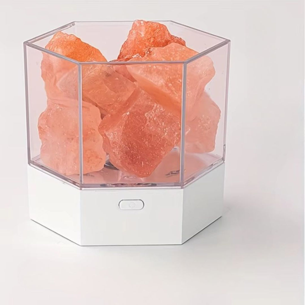 Lampe d’Ambiance Hexagonale en Pierre de Sel