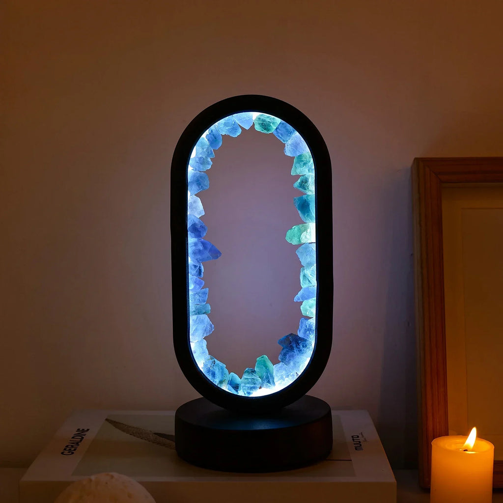 Lampe de Chevet LED en Fluorite Bleue