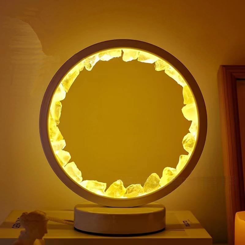 Lampe Circulaire LED en Cristaux Naturels