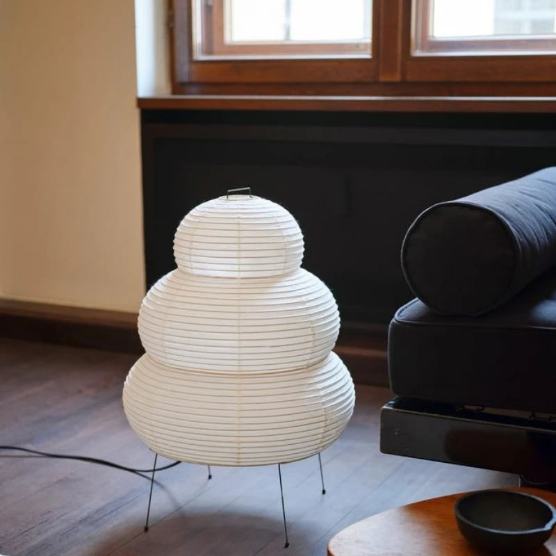 Lampe zen de style japonais en papier et métal