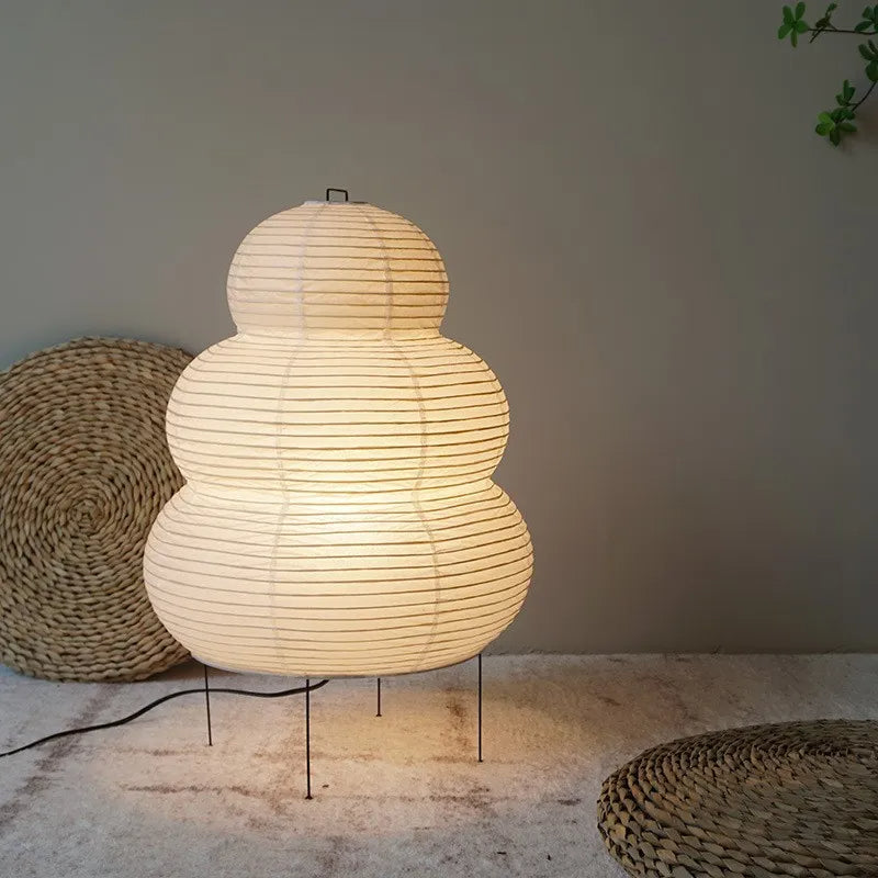 Lampe zen de style japonais en papier et métal