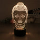Lampe d'ambiance LED 3D avec visage de bouddha