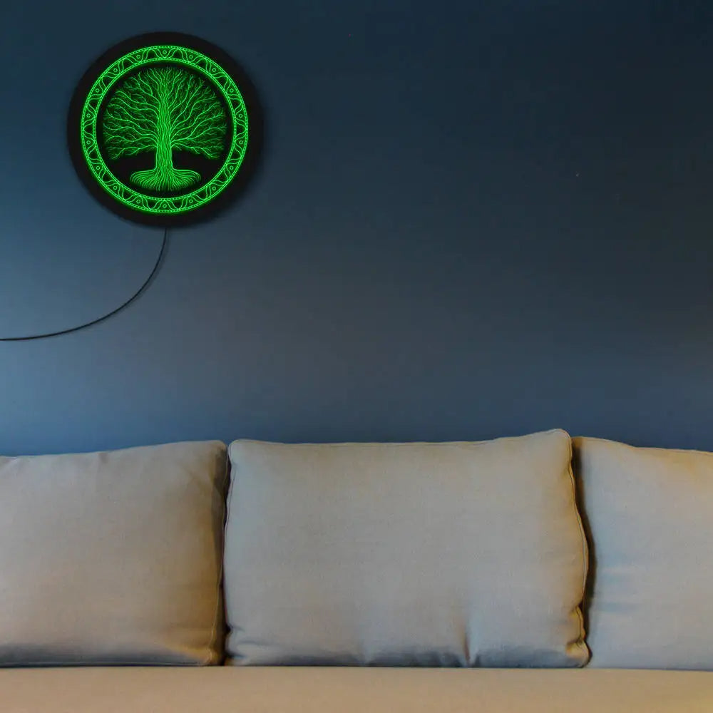 Lampe d'ambiance ronde avec arbre de vie