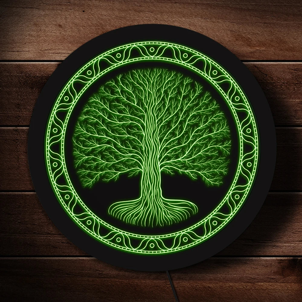 Lampe d'ambiance ronde avec arbre de vie
