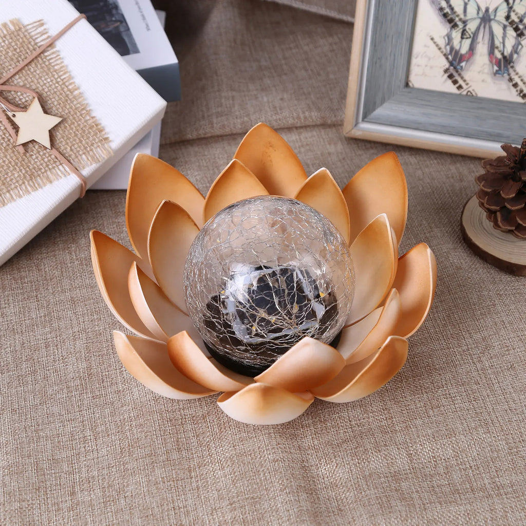 Lampe d'ambiance solaire pour jardin en forme de fleur de lotus