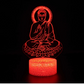 Lampe zen 3D sept couleurs avec projection de bouddha sur fond noir