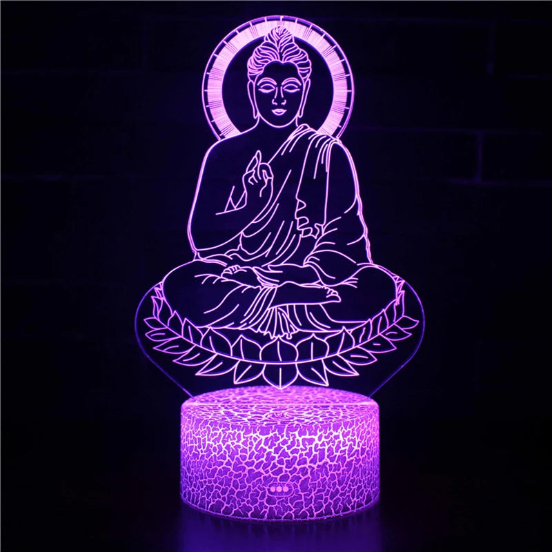 Lampe zen 3D sept couleurs avec projection de bouddha