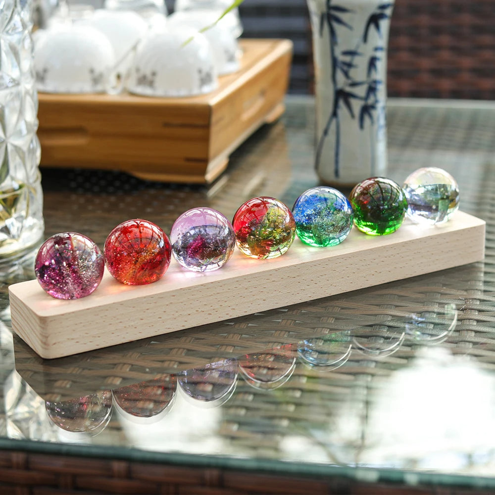 Lampe zen LED sept chakras avec boules de cristal