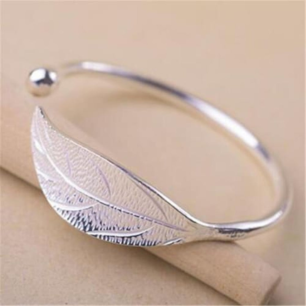 Bracelet Jonc Feuille Argenté - vue alternative