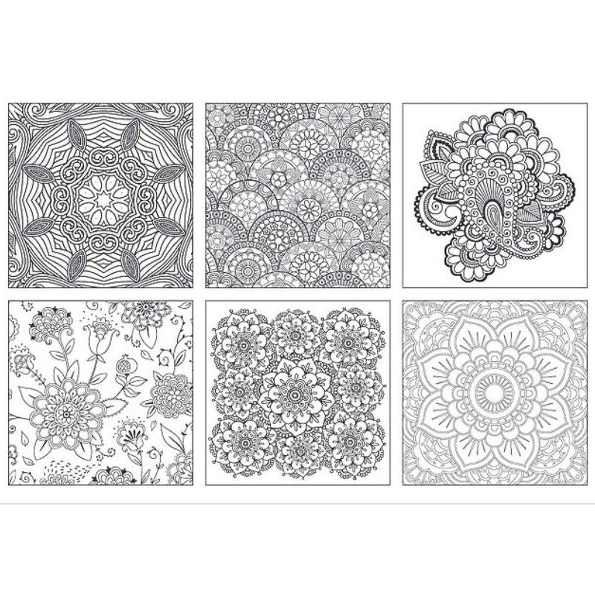 Exemples de motifs floraux et cachemire à colorier