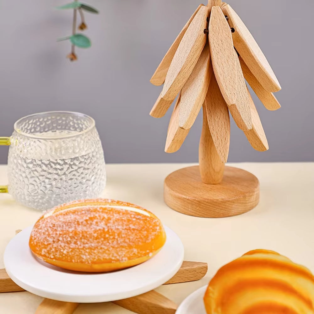 Lot de 3 Dessous de Verre Pliables en Bois