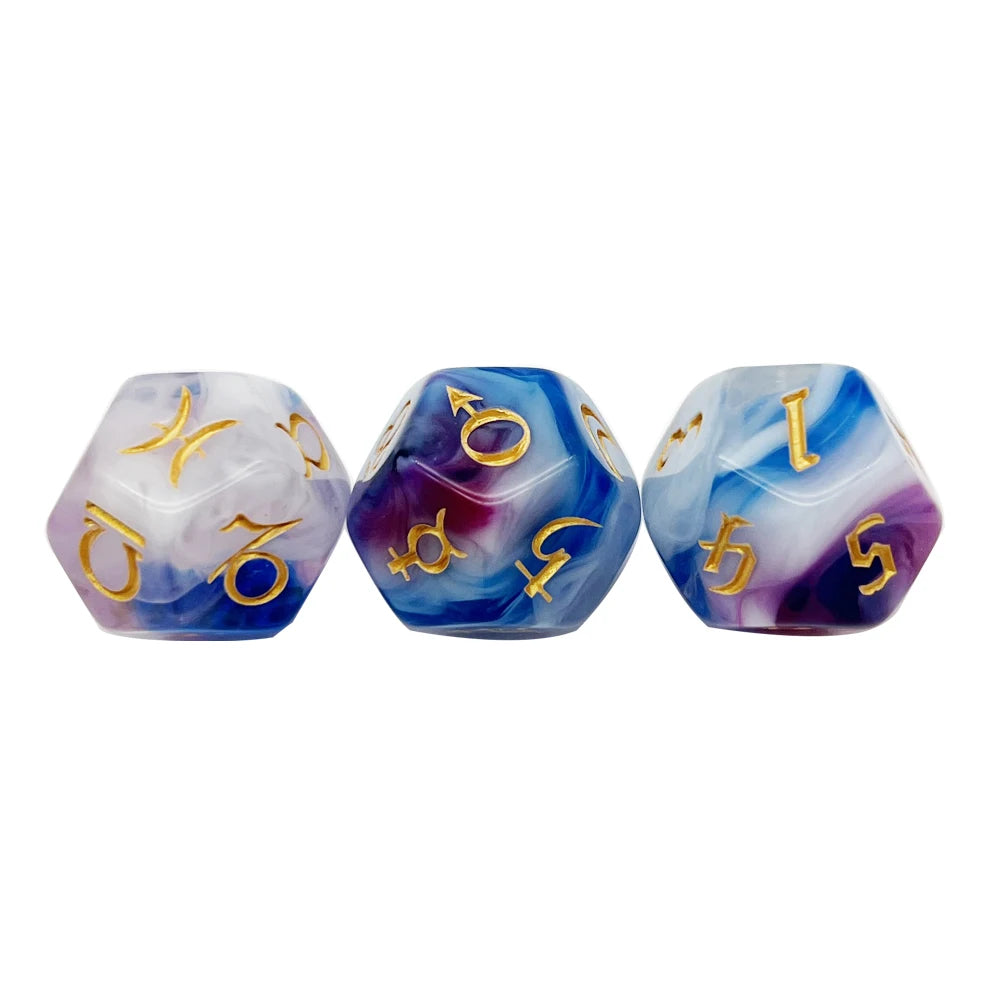 Lot de 3 Dés Astrologiques - Effet Pierre Naturelle