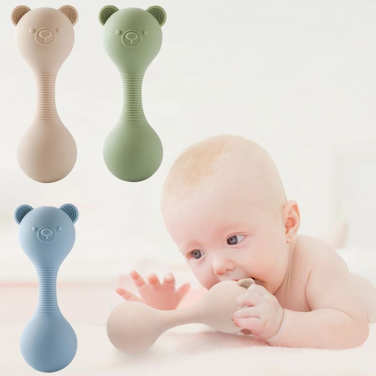 Hochet Bébé en Silicone, Son de Maracas