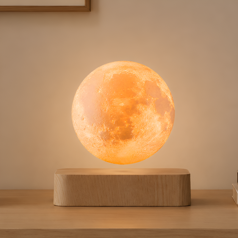 Lampe Lune en lévitation, socle bois – vue 9