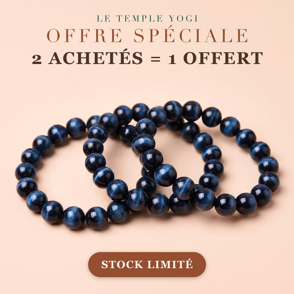 Bracelet Homme Œil de Tigre Bleu