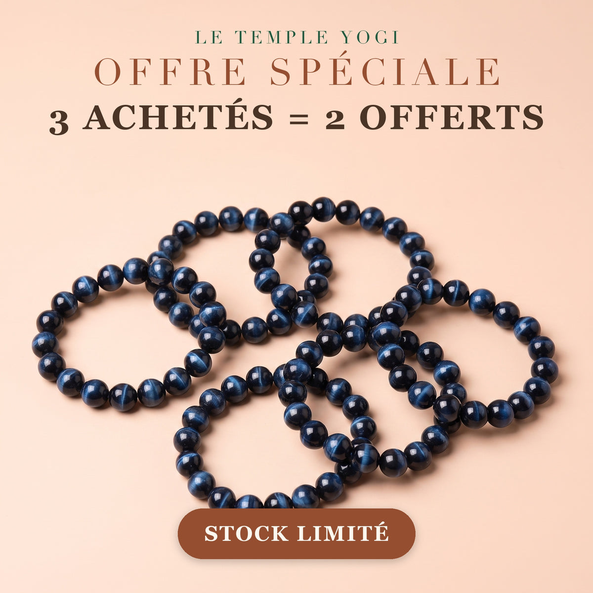 Bracelet Homme Œil de Tigre Bleu