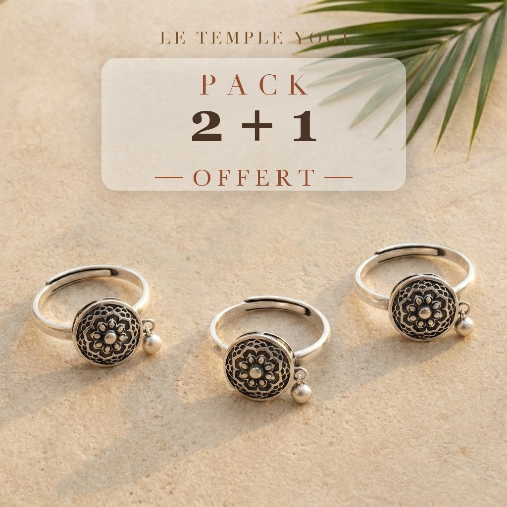 Pack 2+1 offert bague lotus argent 925