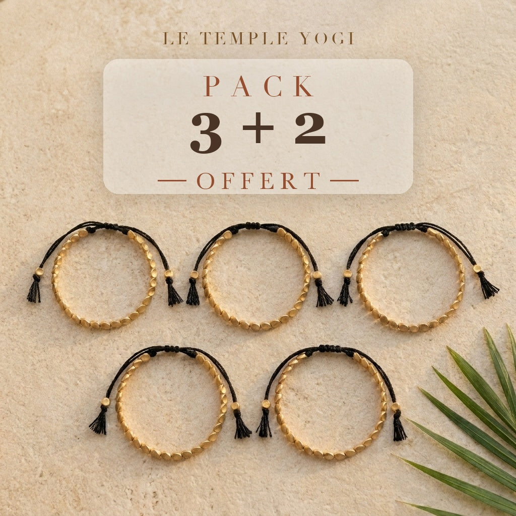 Pack 3+2 offert bracelet cuivre cordon noir