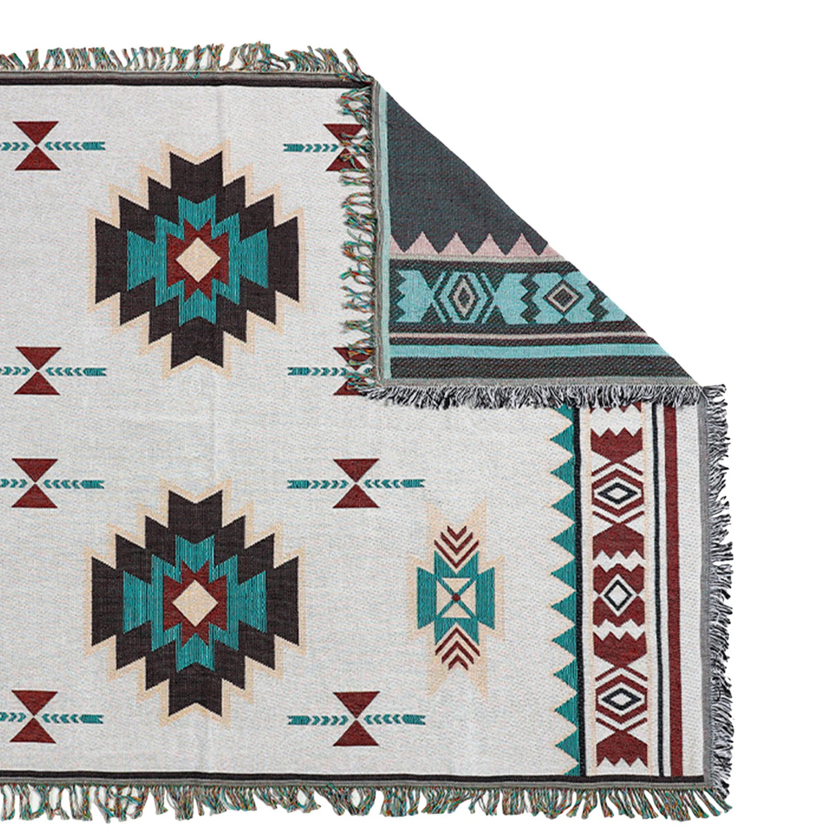 Plaid avec motifs géométriques de style ethnique