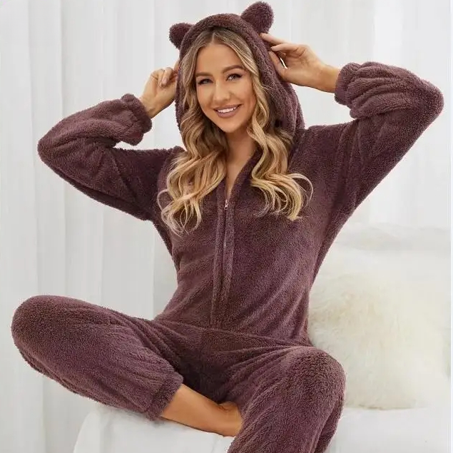 Pyjama polaire combinaison de style ourson avec capuche