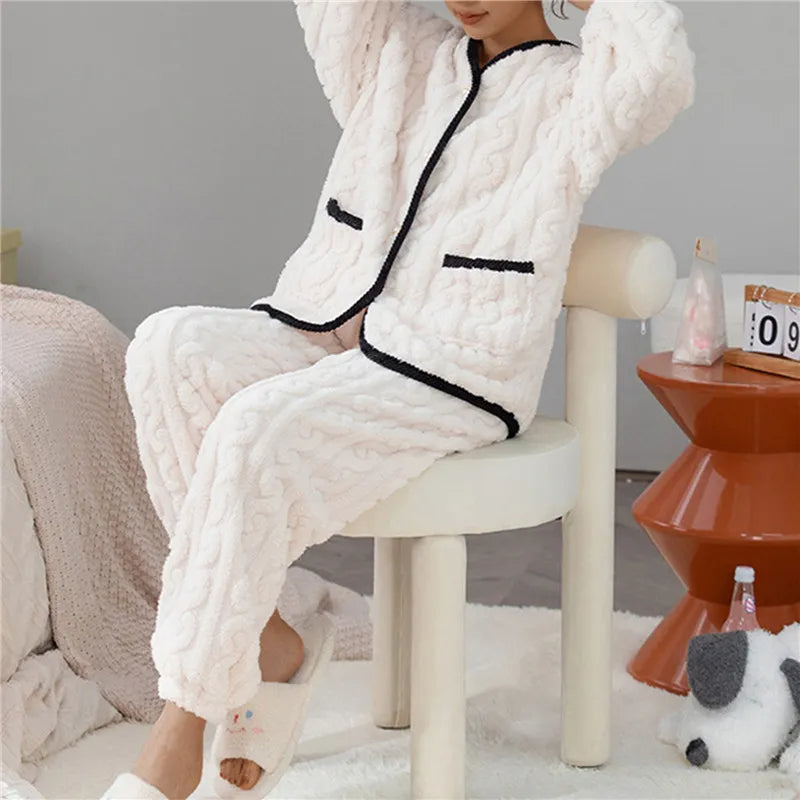 Pyjama polaire deux pièces molletonné pour femme