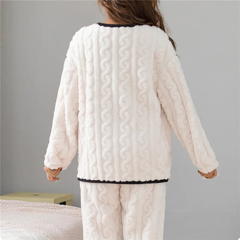 Pyjama polaire deux pièces molletonné pour femme