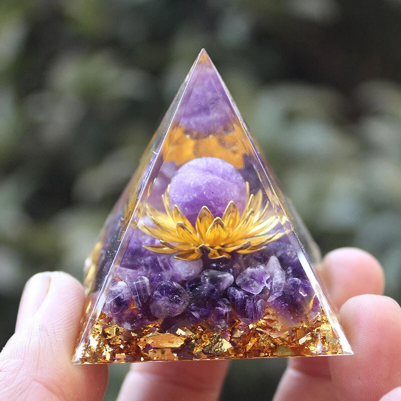 Pyramide Orgonite en Améthyste Naturelle