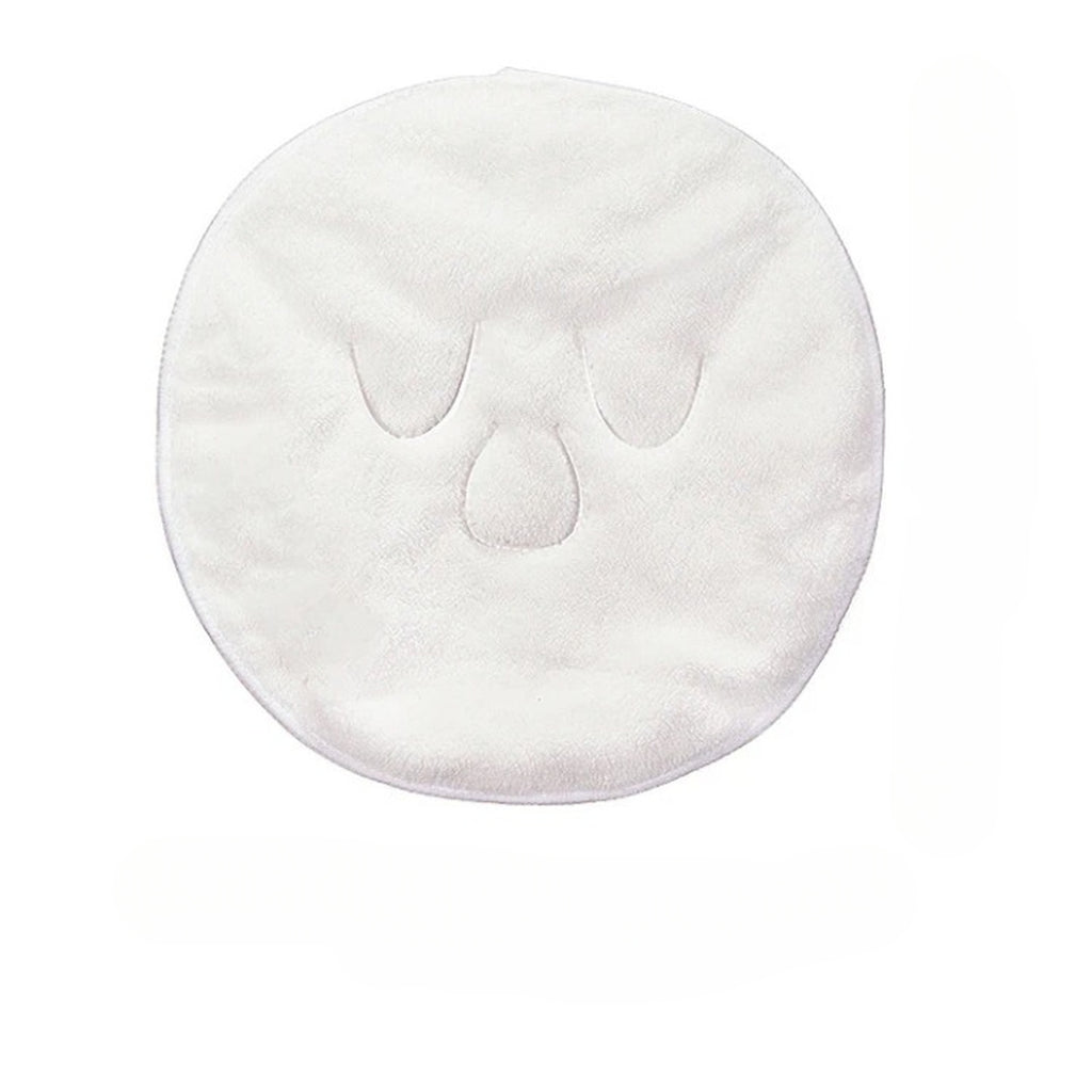 Serviette faciale blanche ronde avec ouvertures pour les yeux et le nez