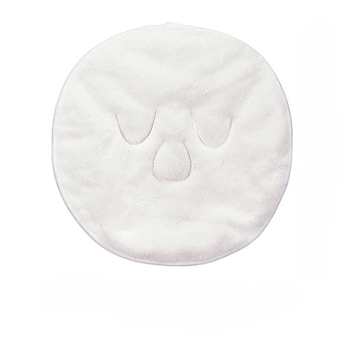 Serviette faciale blanche ronde avec ouvertures pour les yeux et le nez