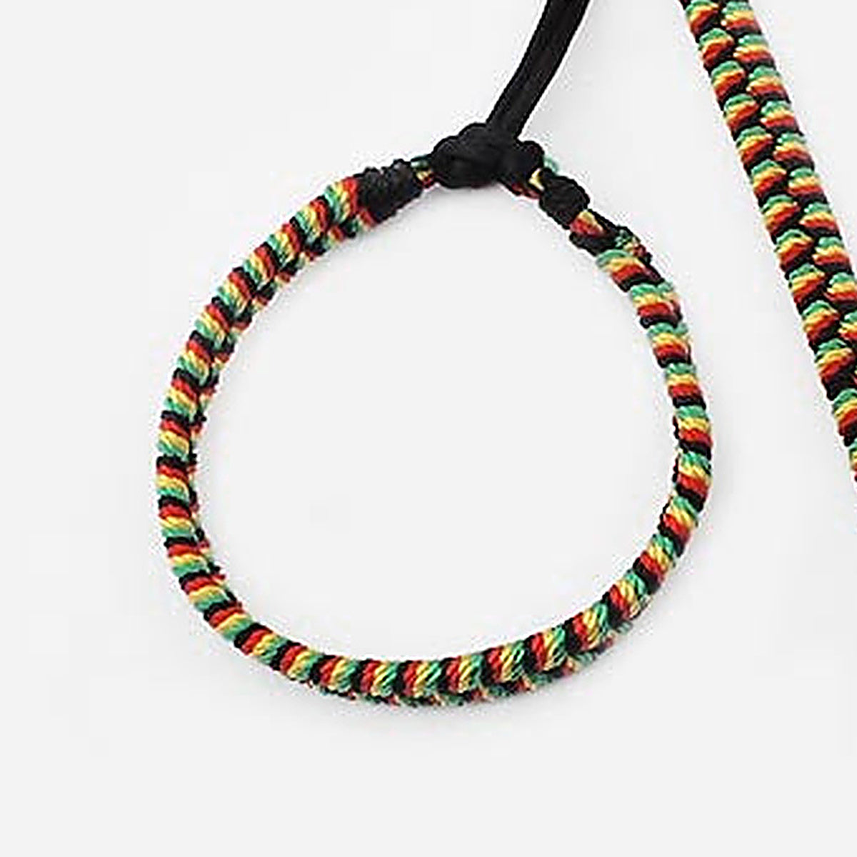 Bracelet brésilien Rasta seul, tressage en fil rouge, jaune, vert et noir