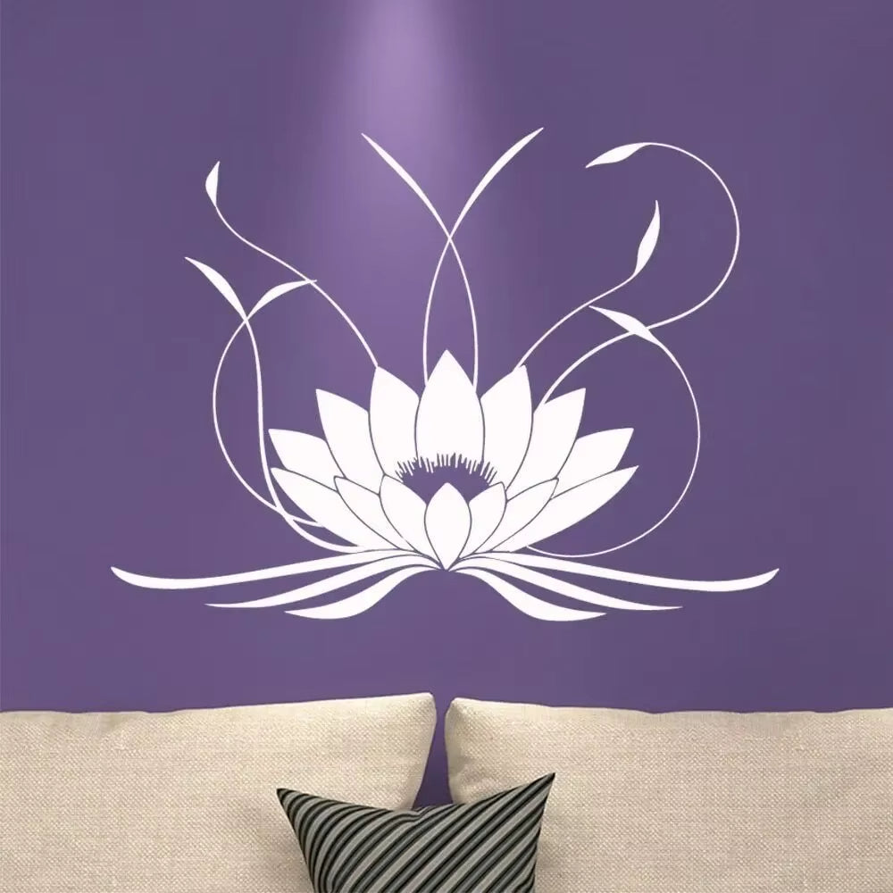Sticker Mural Fleur de Lotus– Moderne et Apaisant sur fond violet Image