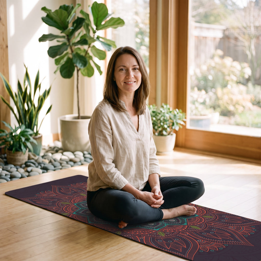 Tapis de yoga mandala violet