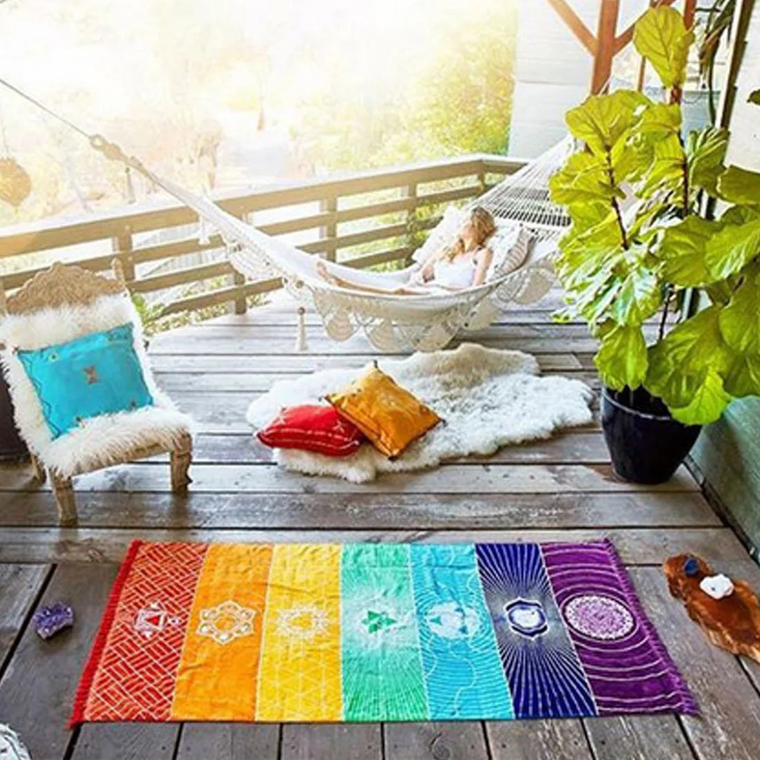 Tapis sept chakras de style bohème
