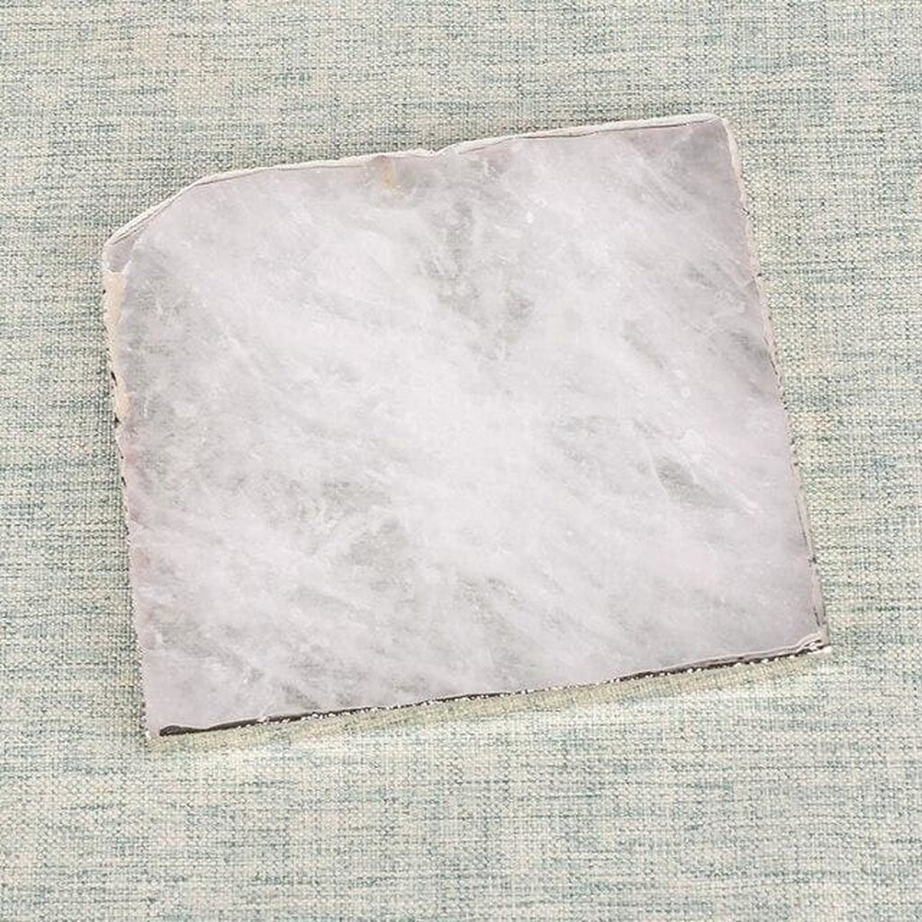 Dessous de verre en Quartz Rose - Carré aux bords argentés