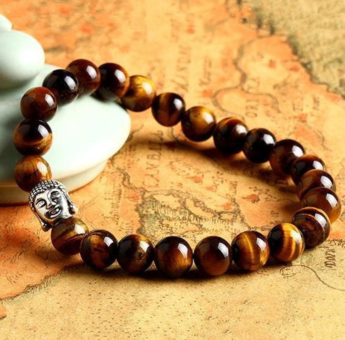 Bracelet Bouddha en Œil de Tigre mordoré
