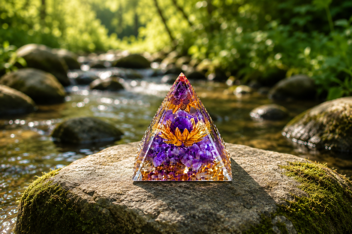 Pyramide Orgonite en Améthyste Naturelle