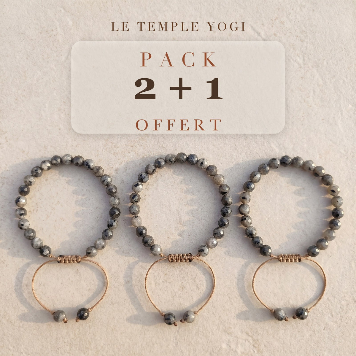 Offre Le Temple Yogi : pack 2 bracelets labradorite achetés, 1 offert