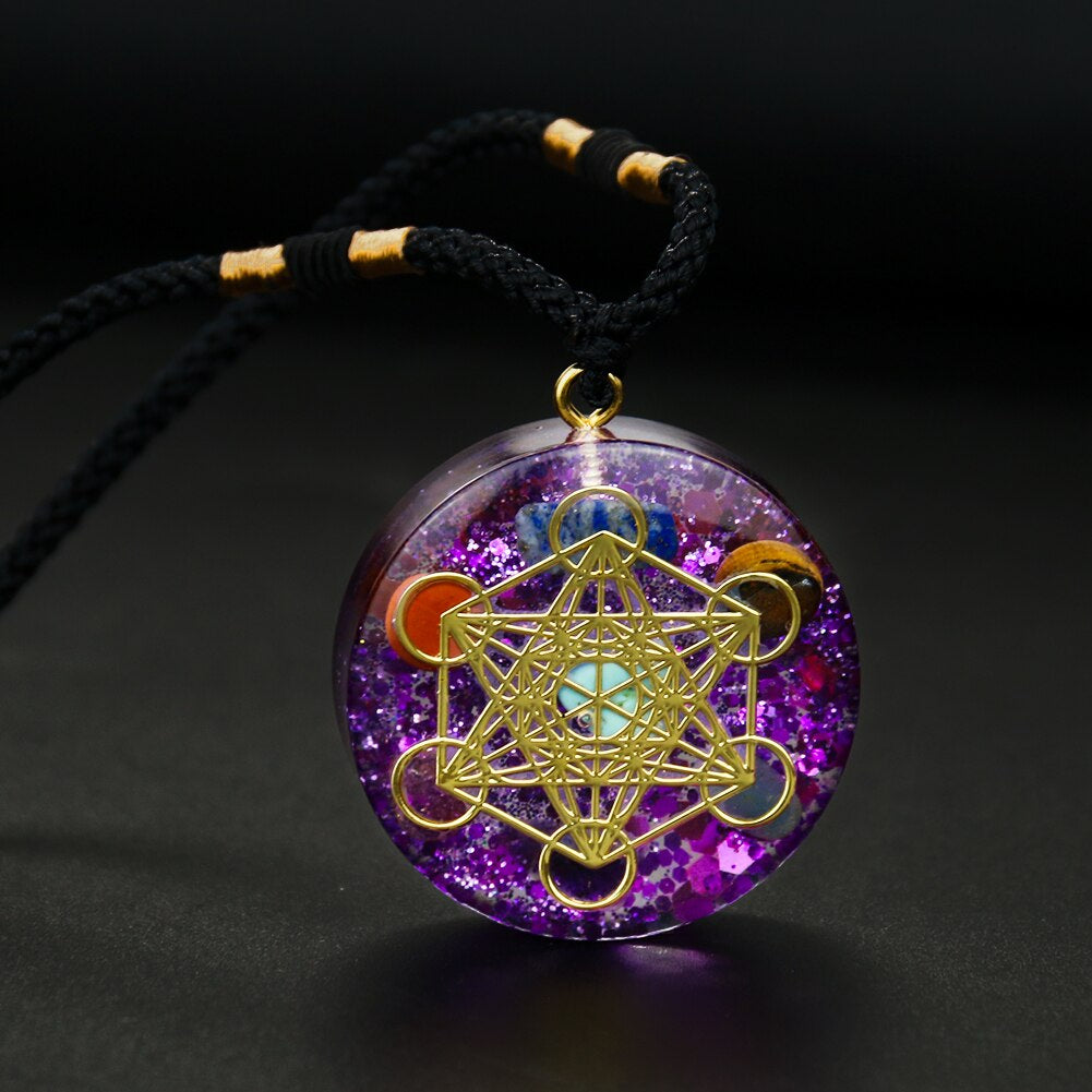 Pendentif Orgonite « Améthyste Métatron » - Collier
