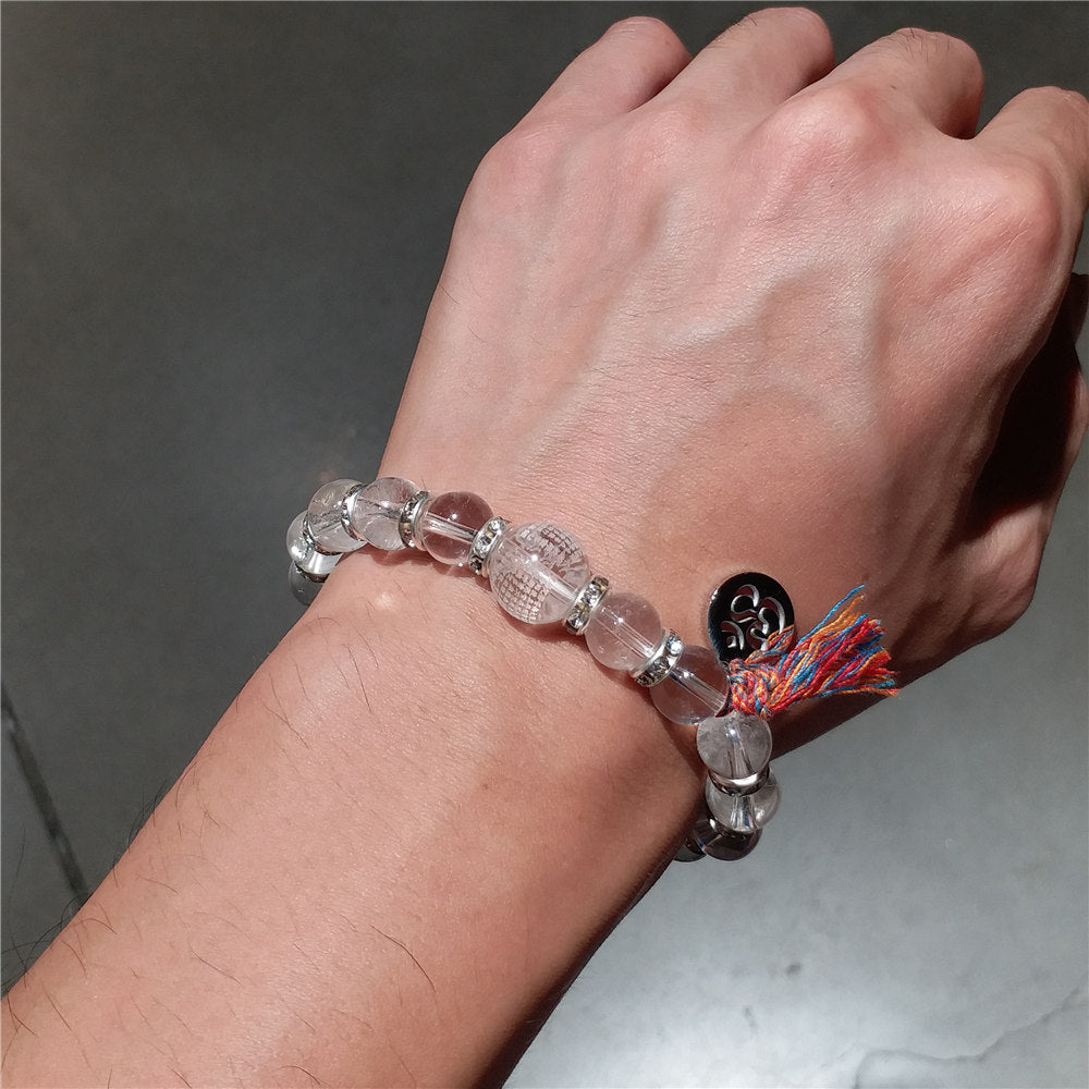 Bracelet tibétain en cristal naturel gravé