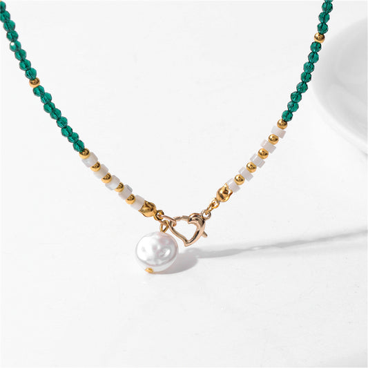 Collier en pierre naturelle avec pendentif en perles baroques pour femmes