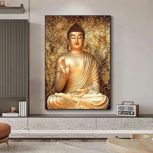 Tableau bouddha doré moderne